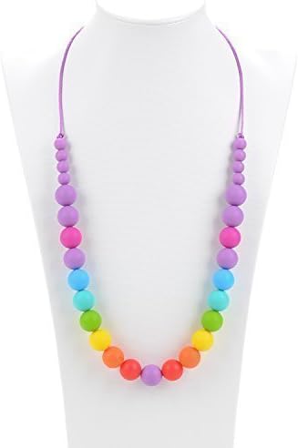 NEW ARRIVAL: Silicone Teething Necklace, Rainbow, FOOD GRADE