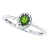 0.39ct Chrome Diopside and Diamond Gemstone Ring in 10kt White Gold