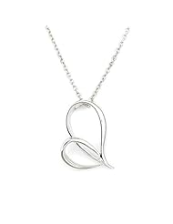 925 Sterling Silver Romantic Open Heart Love Necklace (16"), Valentines Women Jewelry in Gift Box
