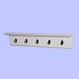 Ennospace 2.5" x 25" x 4.5" Patrick Wall Mounted Coat Rack White Shelf with 5 Hooks