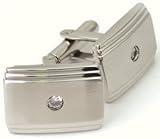 Steelx Polished Stainless Steel Cufflinks with Cz