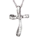 14K Diamond Ribbon Cross Religious Pendant