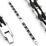 316L Stainless Steel & Rubber Bracelet - Length 8.35 