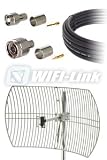 2.4GHz GRID 24dBi+ RP TNC (M) to N MALE LLC400 15m 
