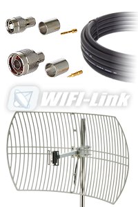 2.4GHz GRID 24dBi+ RP TNC (M) to N MALE LLC400/15m