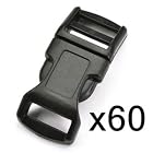 Bluecell 60 PCS 1/2 Black Contoured Side Release Plastic Buckles