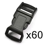 Bluecell 60 PCS 1/2" Black Contoured Side Release Plastic Buckles