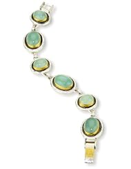GURHAN "Gaunlet" Soft Dark, White Silver with Gold Chalcedony Bracelet