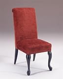 Powell 767-687 * Roll Back Parsons Chair in Fresco, Scarlet Fabric with Antique Black over Terra Cotta Cabriole Legs -
