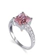 .925 Sterling Silver Band Princess Cut Pink Cubic Zirconia Ring