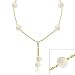 Sterling Silver .925 Iridescent Genuine White Round Freshwater Cultured Coin Pearl Dangle Graduated Twist D-cut Chain Lariat Necklace 16-19