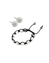 XiangGang ShaoGi 18k White Gold, Round Diamond Ball Fashion Sets, White And Sky Blue - 18 inch