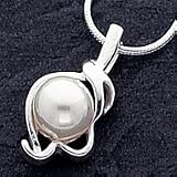 Sterling Silver Simulated Pearl Pendant on Snake Chain