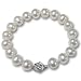 White 10-11mm AA+ Cultured Pearl Bracelet w. Platinum Overlay CAREFREE Sterling Silver Rose Clasp 7" (L1S2R2)