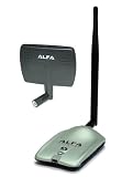 Alfa AWUS036NH 2000mW 2W 802.11g/n High Gain USB Wireless G / N Long-Range WiFi Network Adapter with 5dBi Screw-On Swivel Rubber Antenna and 7dBi Panel Antenna