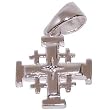 Small Sterling Silver Jerusalem Cross with Star- 2 Layers (1.3 cm or 0.51" without loop) - Thick and Solid