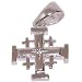 Small Sterling Silver Jerusalem Cross with Star- 2 Layers (1.3 cm or 0.51" without loop) - Thick and Solid