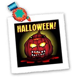 ZOMBIE PUMPKIN halloween 3 on black with gradient - 10x10 Quilt Square