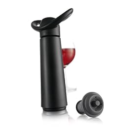 Vacuvin Concerto Wine Saver Gift Pack with 4 Bottle Stoppers, Black