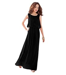 Chiffon Sleeveless Sheer Pleated Elasticized   Waistline Maxi Dress 