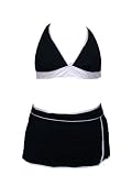 VM by Manhattan Beachwear Black Skirted Bikini w/White Trim XL