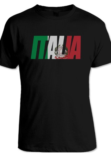 net-shirts ITALIEN FLAGFONT SHIRT T-Shirt, Größe XL, Schwarz