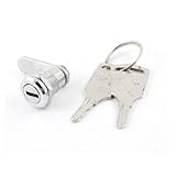 uxcell　カムロック　2鍵　錠　キー付き　引き出し錠　金属製　カップボード用　11.5mm直径　シルバートーン