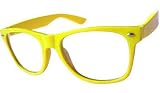 Caripe Brille Wayfarer Sonnenbrille ohne St&auml;rke gelb - C