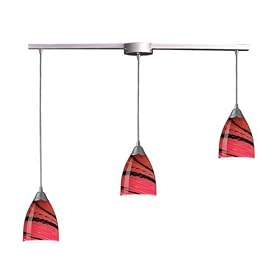 Pierra - 3 Light Kitchen Island Pendant Track Lighting Fixture - Brushed Nickel - Amber -... by ELK Lighting