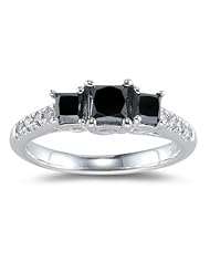 1.91 Cts Black & White Diamond Ring in 14K White Gold
