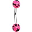 Pink and Black Hearts and Stars Eyebrow Ring