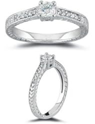 1/3 (0.30-0.35) Cts Diamond Ring in 14K White Gold