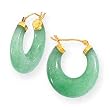 14k Gold & Green Jade Thick Hoop Earrings