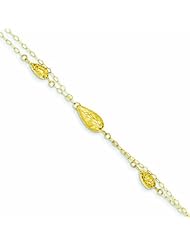 Genuine 14K Yellow Gold Oval Chain With Diamond Cut Puff Rice Beads Bracelet 7.25 Inches 1 Grams Of Gold 100% Satisfaction Guaranteed.