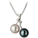 PearlsOnly Natalie Black and White 6-7mm AA Japanese Akoya 14 Karat Gold Pearl Pendant
