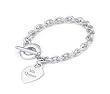 Quinceanera Designer Inspired (Mis Quince) Toggle Silver Heart Charm Bracelet