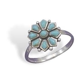 TurquoiseStoneFlowerRingSterlingSilver