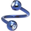 Blue Aqua Swarovski Anodized Titanium Spiral Belly Ring