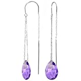 14k White Gold Amethyst Threaded Earrings