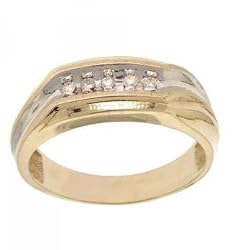 Genuine Diamond Mens Wedding Band Ring in Solid White Gold