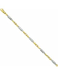 Genuine 14K Yellow Gold Two-Tone 4.8Mm Fancy Link Bracelet 8.75 Inches 100% Satisfaction Guaranteed.