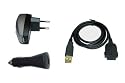 PDA 4in1 Sync & Ladegerät-Set: Datenkabel/Ladekabel + Netzteil-Adapter (220V) + Auto/Kfz-Adapter (12V/24V) für Dell Axim X3, X3i, X30