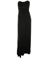 Plus Size Bandeau Neck Gathered Elastane/Viscose Maxi Dress 