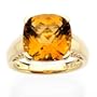 14K Yellow Gold Genuine Checkerboard Citrine Ring
