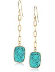 Argento Vivo Gold-Tone Turquoise Linear Earrings