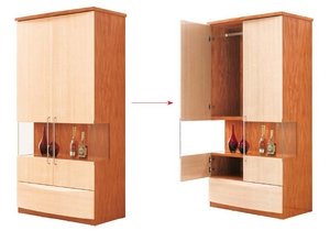 B31B32 2-Door Wardrobe w/ Bar by Pantek