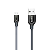 Anker PowerLine+ Micro USBケーブル【防弾仕様の高耐久ケブラー素材 / 2重編込の高耐久ナイロン素材 / フェルト製ポーチ付属】 急速充電 高速データ通信対応 Xperia、Nexus、Samsung、Android 各種、その他USB機器対応　（0.9m グレー）