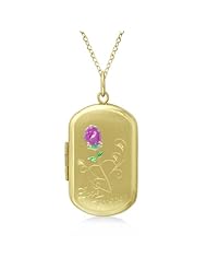 Flower Design Pendant Necklace And Locket With Chain For Women 14K Yellow Gold Vermile