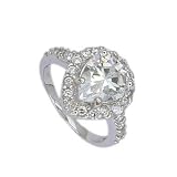 .925 Sterling Silver Promise Ring With Pear Shaped Cubic Zirconia in Cluster Setting