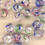 Czech Glass Fire Polished Beads 8mm - 25 beads - Crystal w/ Multi Colors
